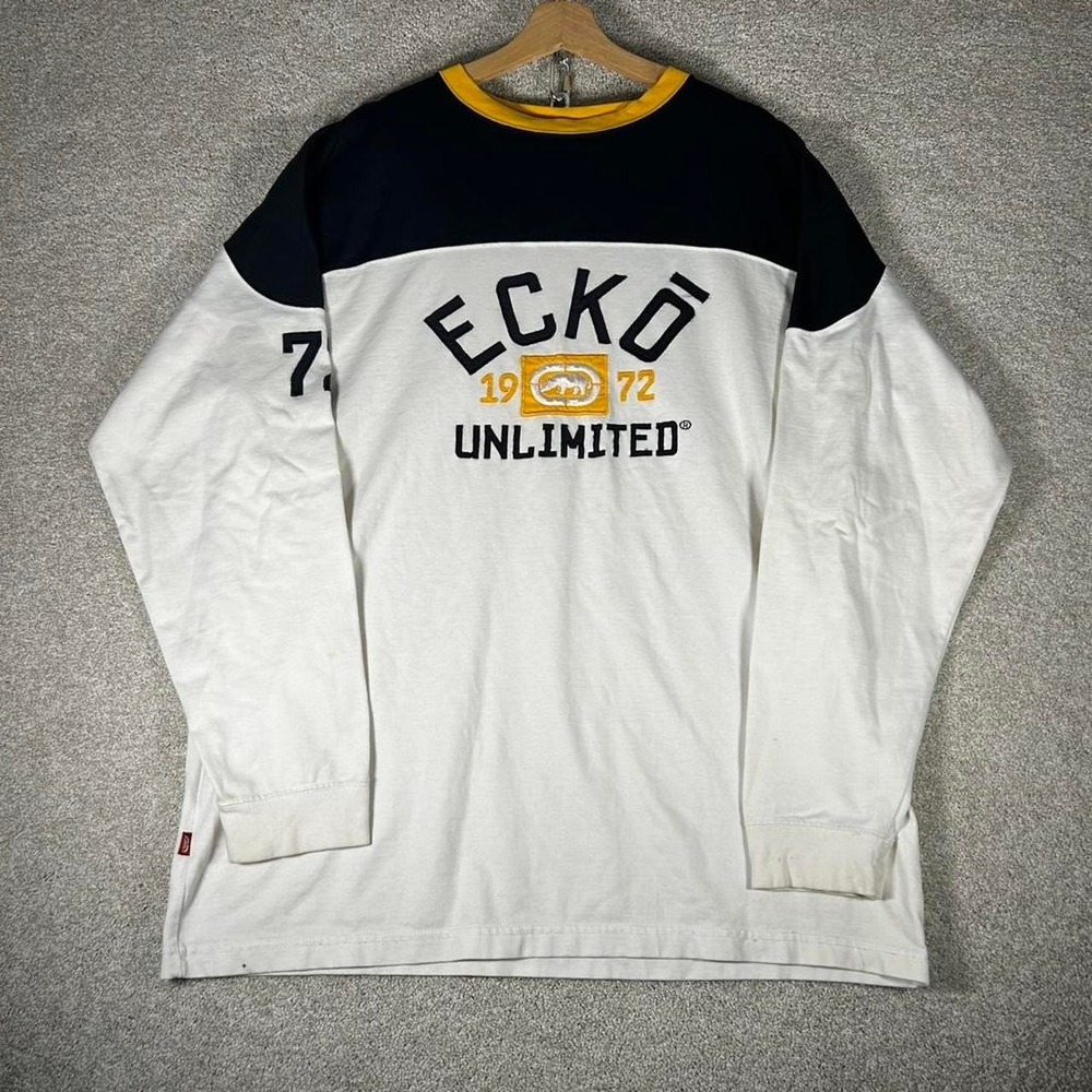 Y2K men's Ecko unltd. white black knit long sleeve skater shirt Size L